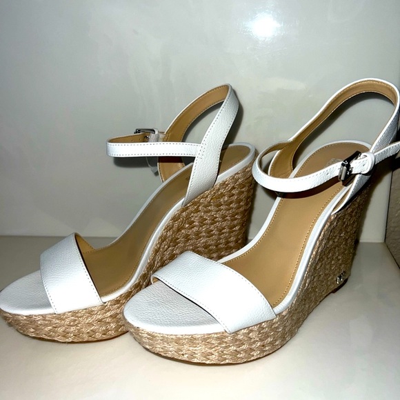 Michael Kors Women's White Wedge Sandals - Picture 1 of 5